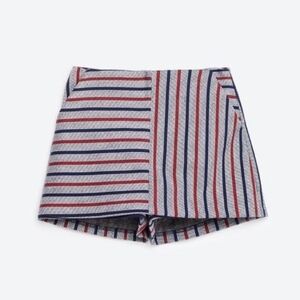 Zara Trafaluc Striped Micro Mini Skort Navy/Red/Grey Sz: M